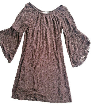 Jody California Women's Brown Floral Lace Dress Size Medium Western Wear